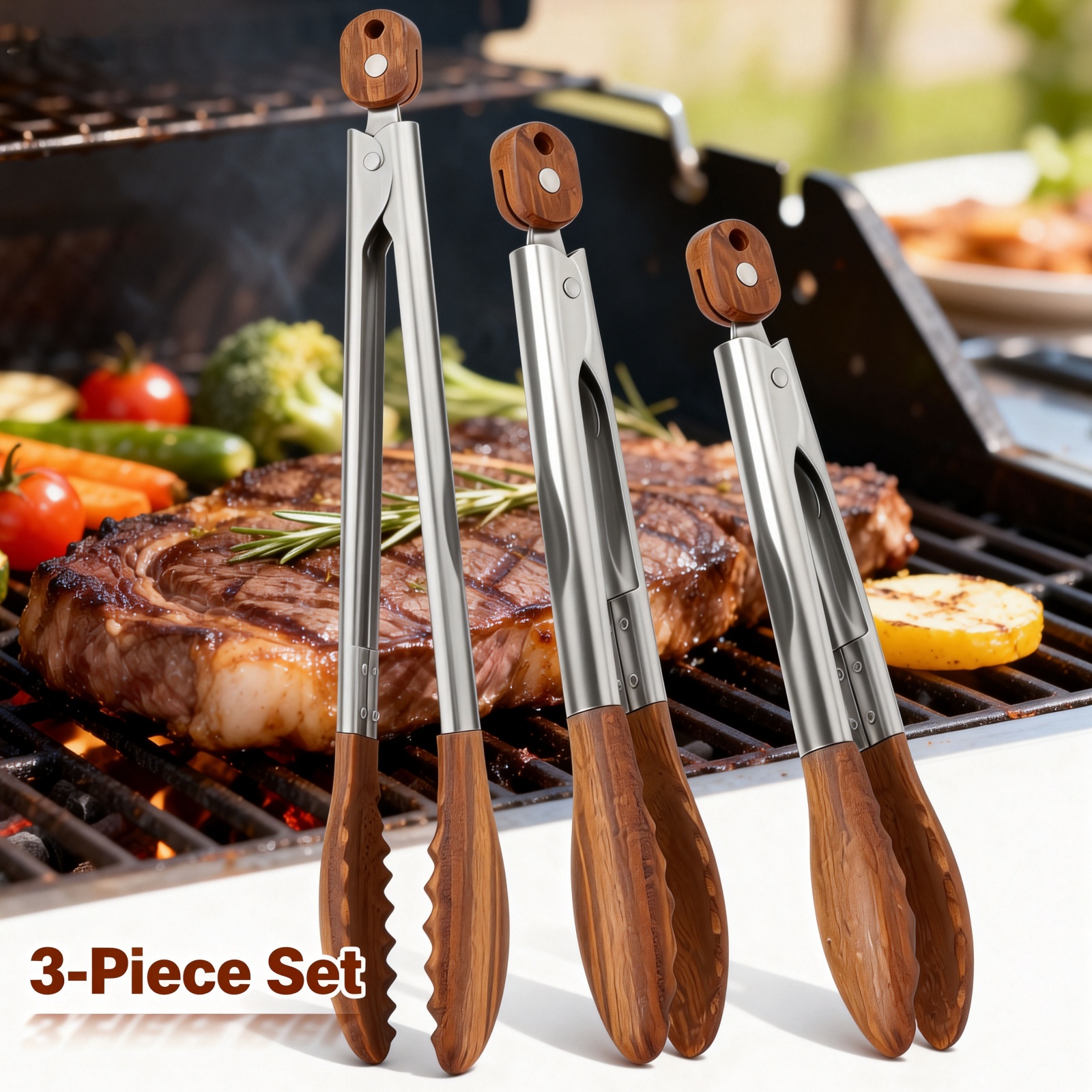 Kitchen Gadgets Products - 2/3 Pcs Food Tongs Walnut Wood