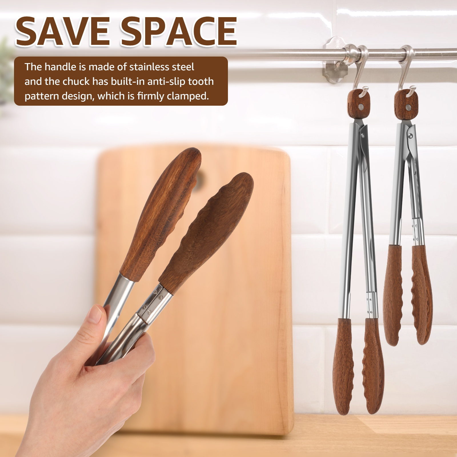 2/3 Pcs Food Tongs Walnut Wood - Kitchen Gadgets Products บทวิจารณ์และราคา